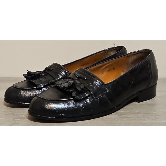 Mezlan Rodeo‎ Men's Loafers Size 9 M Black Crocodile Leather Casual Slip On